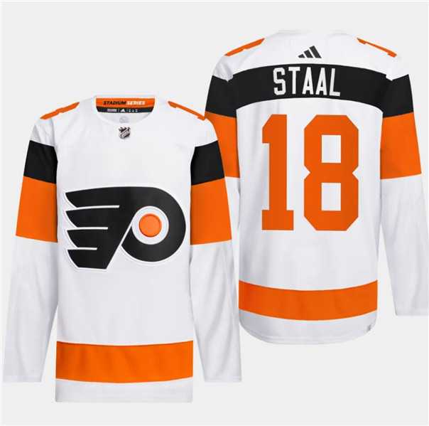 Men%27s Philadelphia Flyers #18 Marc Staal White 2024 Stadium Series Stitched Jersey Dzhi->philadelphia flyers->NHL Jersey